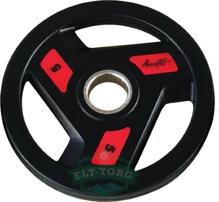 Олимпийский обрезиненный диск AeroFit 5 кг, черно-красный