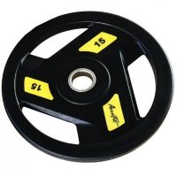 Олимпийский обрезиненный диск AeroFit 15 кг, черно-желтый